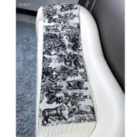 Dior Unisex CD Toile De Jouy Sauvage Scarf Navy Blue Cashmere and Wool (11)