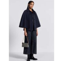 Dior Women CD Cape-Effect Peacoat Navy Blue Double-Sided Virgin Wool Silk Oblique Interior (15)