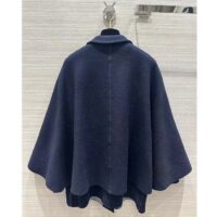 Dior Women CD Cape-Effect Peacoat Navy Blue Double-Sided Virgin Wool Silk Oblique Interior (15)