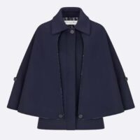 Dior Women CD Cape-Effect Peacoat Navy Blue Double-Sided Virgin Wool Silk Oblique Interior (15)