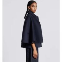 Dior Women CD Cape-Effect Peacoat Navy Blue Double-Sided Virgin Wool Silk Oblique Interior (15)