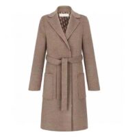 Dior Women CD Coat with Belt Brown Double-Sided Wool Dior Oblique Interior (4)