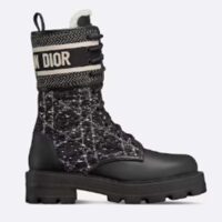 Dior Women CD D-Major Ankle Boot Black Calfskin Black White Cannage Tweed (11)