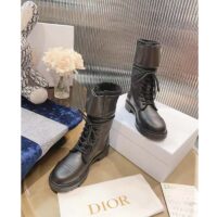 Dior Women CD D-Trap Ankle Boot Black Calfskin Shearling Strap Two Dior Buckles (6)