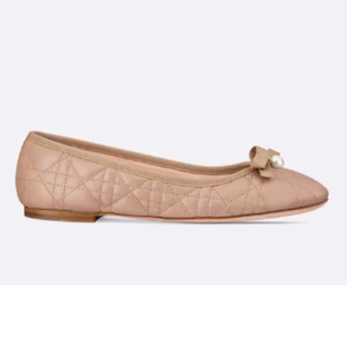Dior Women CD Dior Ballet Flat Nude Quilted Cannage Calfskin