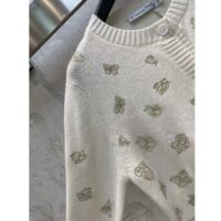 Dior Women CD Embroidered Cardigan Wool Cashmere Knit Gold-Tone White Gradient Butterflies Motif (9)