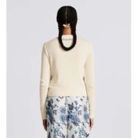 Dior Women CD Embroidered Sweater Ecru Cashmere Knit Pastel Midnight Blue Butterfly Around The World (5)