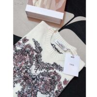 Dior Women CD Embroidered Sweater Ecru Cashmere Knit Pastel Pink Butterfly Around The World Motif (8)