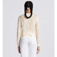 Dior Women CD Embroidered Sweater White Wool Cashmere Knit Gold-Tone Butterflies Motif (3)
