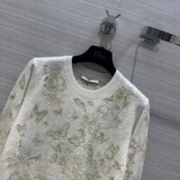 Dior Women CD Embroidered Sweater White Wool Cashmere Knit Gold-Tone Butterflies Motif (3)