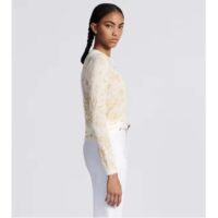 Dior Women CD Embroidered Sweater White Wool Cashmere Knit Gold-Tone Butterflies Motif (3)