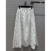 Dior Women CD Flared Mid-Length Skirt Ecru Technical Cotton Lace Allover Butterfly Motif (4)