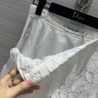 Dior Women CD Flared Mid-Length Skirt Ecru Technical Cotton Lace Allover Butterfly Motif (4)