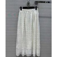 Dior Women CD Flared Mid-Length Skirt Ecru Technical Cotton Lace Star Motif (6)