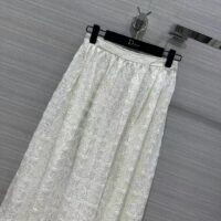 Dior Women CD Flared Mid-Length Skirt Ecru Technical Cotton Lace Star Motif (6)