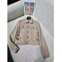 Dior Women CD Jacket Beige Cotton Denim Multicolor Butterfly Around The World Motif (5)