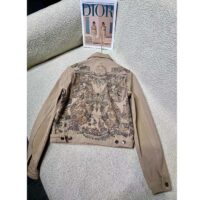 Dior Women CD Jacket Beige Cotton Denim Multicolor Butterfly Around The World Motif (5)