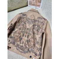 Dior Women CD Jacket Beige Cotton Denim Multicolor Butterfly Around The World Motif (5)