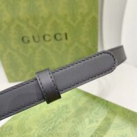 Gucci GG Unisex Thin Belt Mini Round Interlocking G Black Leather 1.5 CM Width (4)