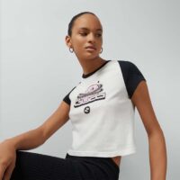 Gucci GG Women Cotton Jersey Short Sleeved T-Shirt Off White Black Gucci Planet Print Crewneck (7)