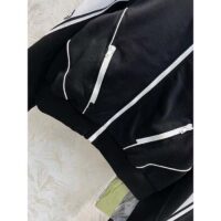 Gucci GG Women Cotton Jersey Zip Jacket Black Lightweight Felted Point Collar Long Sleeves (14)