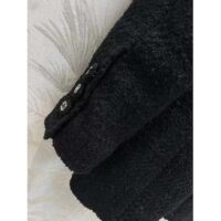 Gucci GG Women Tweed Mélange Jacket Black Self-Covered Buttons Interlocking G Lined V-Neck (10)
