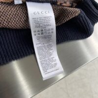 Gucci Men GG Cotton Jacquard Hooded Sweater Beige Dark Blue Dropped Shoulder Kangaroo Pocket (5)