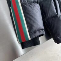 Gucci Men GG Nylon Jacquard Jacket Web Black Stripe Lined Fixed Hood Rib Cuffs (9)