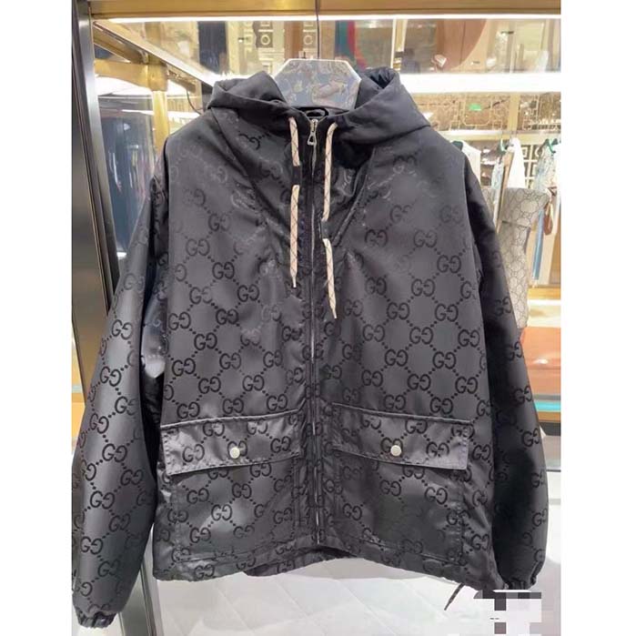 Gucci Men Gucci Off The Grid Hooded Jacket Black GG ECONYL Regenerated Nylon (2)