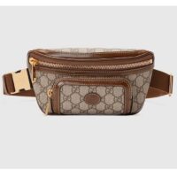 Gucci Unisex Belt Bag Interlocking G Beige Ebony GG Supreme Canvas Brown Leather (13)