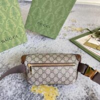 Gucci Unisex Belt Bag Interlocking G Beige Ebony GG Supreme Canvas Brown Leather (13)