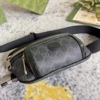 Gucci Unisex Belt Bag Interlocking G Black GG Supreme Canvas Black Leather (9)