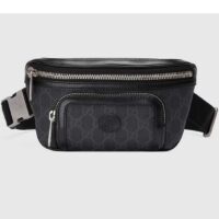 Gucci Unisex Belt Bag Interlocking G Black GG Supreme Canvas Black Leather (9)