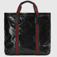 Gucci Unisex GG Crystal Medium Tote Bag Black GG Crystal Canvas Leather (3)