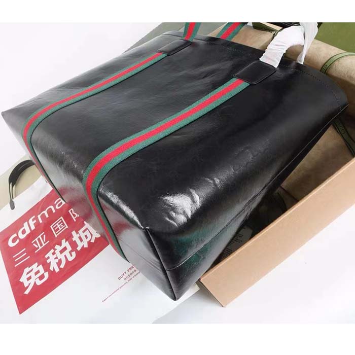 Gucci Unisex GG Crystal Medium Tote Bag Black GG Crystal Canvas Leather (5)