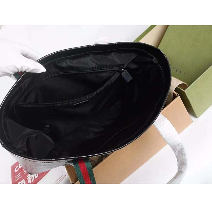 Gucci Unisex GG Crystal Medium Tote Bag Black GG Crystal Canvas Leather (6)