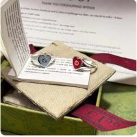 Gucci Unisex GG Heart Ring Interlocking G 925 Sterling Silver Red Enamel (7)