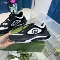 Gucci Unisex GG Run Sneaker Black Suede Interlocking G Bi-Color Rubber Lace-Up Low-Heel (5)