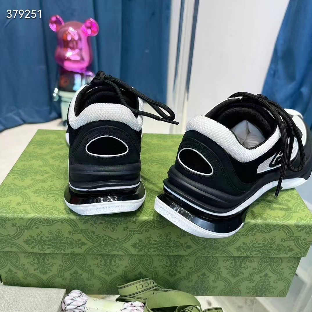 Gucci Unisex GG Run Sneaker Black Suede Interlocking G Bi-Color Rubber Lace-Up Low-Heel (3)