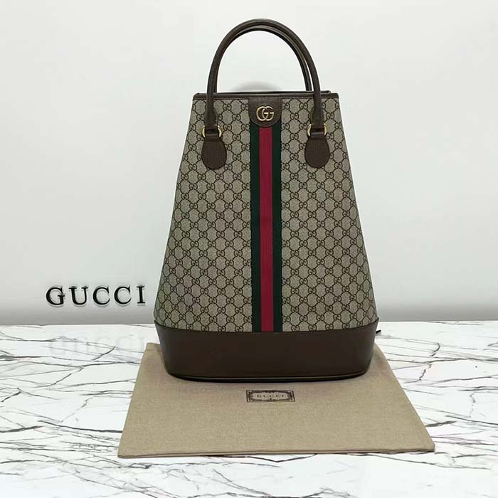 Gucci Unisex GG Savoy Duffle Bag Beige Ebony GG Supreme Canvas (4)