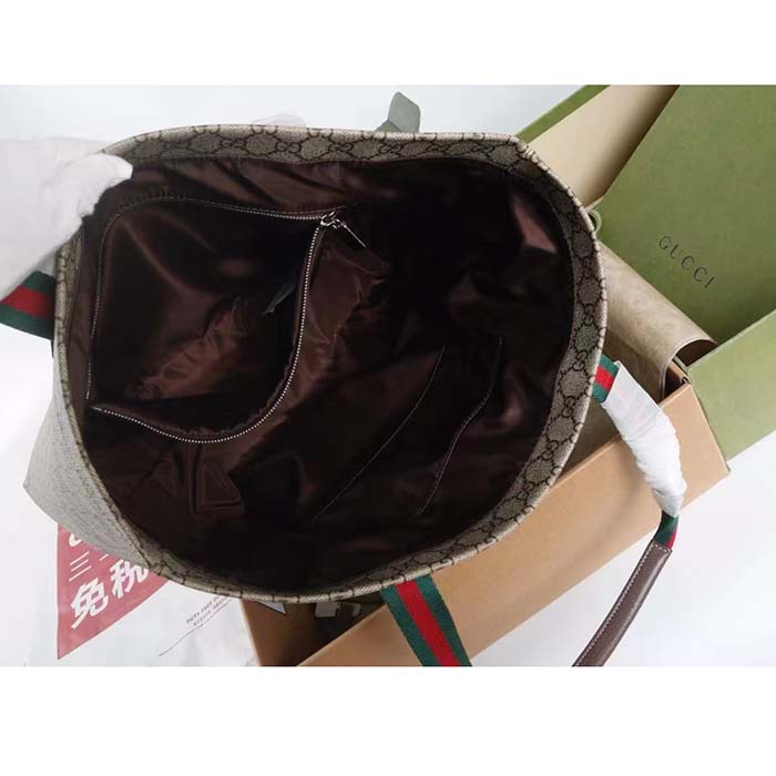 Gucci Unisex GG Tender Medium Tote Bag Beige Ebony GG Supreme Tender Canvas (3)