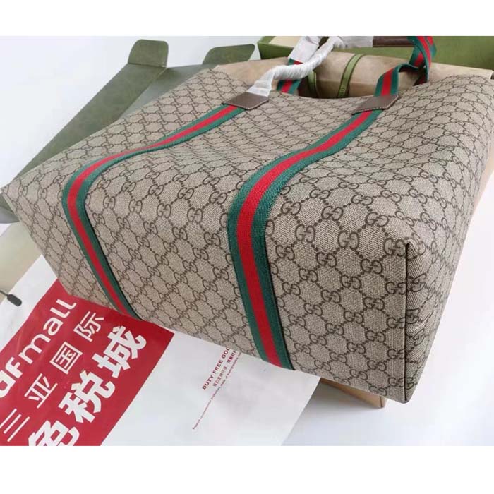 Gucci Unisex GG Tender Medium Tote Bag Beige Ebony GG Supreme Tender Canvas (4)