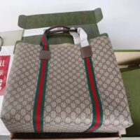 Gucci Unisex GG Tender Medium Tote Bag Beige Ebony GG Supreme Tender Canvas (11)