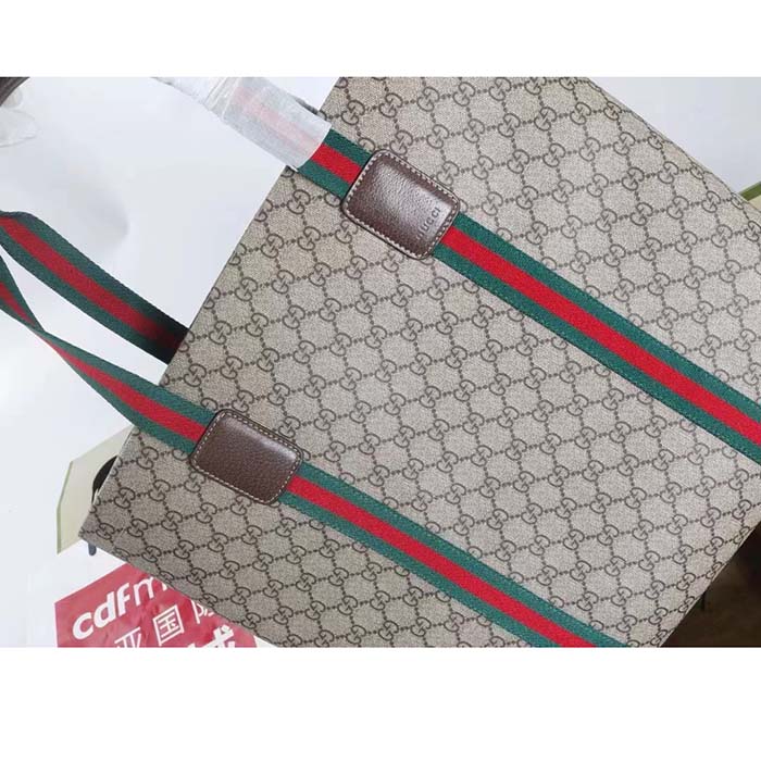 Gucci Unisex GG Tender Medium Tote Bag Beige Ebony GG Supreme Tender Canvas (8)