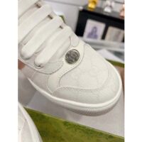 Gucci Unisex Screener Sneaker White GG Supreme Canvas Rubber Sole Lace-Up Low Heel (11)