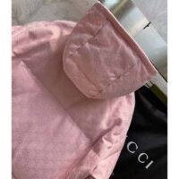 Gucci Women GG Cotton Canvas Puffer Jacket Light Pink GG Lined Interlocking G Two Front Pockets (4)