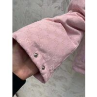 Gucci Women GG Cotton Canvas Puffer Jacket Light Pink GG Lined Interlocking G Two Front Pockets (4)