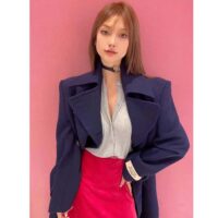 Gucci Women GG Felt Wool Coat Dark Navy Metal Buttons Gucci Cities Label Fully Lined (13)