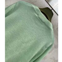 Gucci Women GG Fine Cashmere Cardigan Interlocking G Light Green Crewneck Long Sleeves (12)