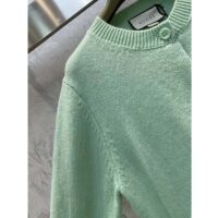 Gucci Women GG Fine Cashmere Cardigan Interlocking G Light Green Crewneck Long Sleeves (12)